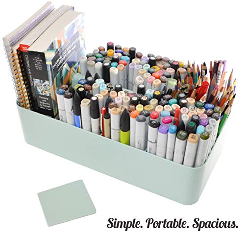 2 PACK - Portable DIY 8 Dividers Durable Plastic Tote Basket Bin Tool & Supply Cleaning Caddy with Handle Made In USA (Mint) - color: Mint