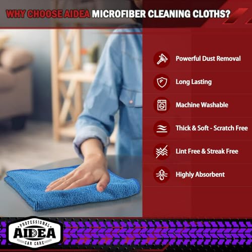 AIDEA Microfiber Cleaning Cloth, 150PK, Microfiber Towels for Cars, Premium All Purpose Car Cloth, Lint Free Rags, Absorbent Towels for SUVs, House, Kitchen, Window, 12"×12" - color: Yellow Blue Green, size: 150PK