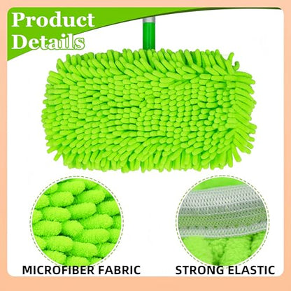 4-Pack Thickened Heavy-Duty Chenille Mop Pads Compatible with Swiffer Sweeper and All Other 10-12 Inch Mops, Reusable Wet & Dry Mop Refills