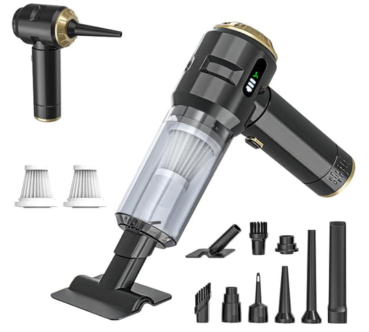 Handheld Vacuum Cleaner Cordless, 23000Pa Powerful Car Mini Vacuum Cleaner, Rechargeable Portable Lightweight dust Catcher for Home Car Carpet Stairs Pet Hair Deep Cleaning（Black-Gold）. - color: Black-gold