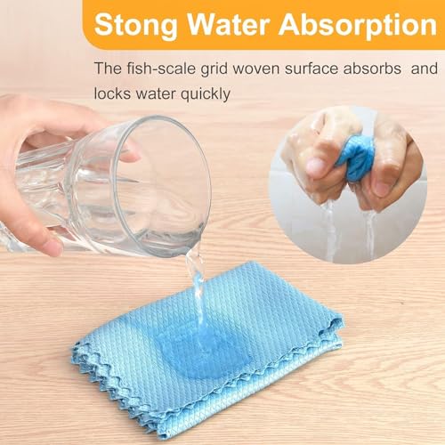 RPJFCPCS Weiliya 10pcs Cleaning Fish Scale Cloth Microfiber Nanoscale Cleaning Lint FreeEasy, No Trace High Absorption Polishing Cloth for Kitchen Home (Random Color)(30X40cm)
