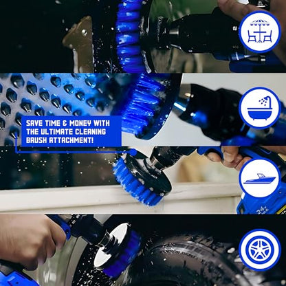 Diamond Shine 4" Medium Drill Brush Attachment with 6" Extension – Power Scrubber for Tile, Grout, Bathtub, Shower, Sink & Multi-Surface Cleaning