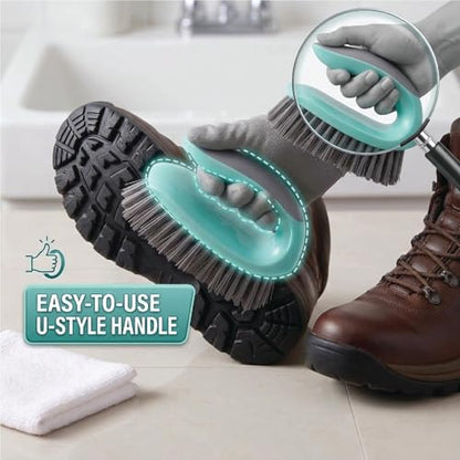 Heavy Duty Scrub Brush with Stiff Bristles, Ergonomic Non-Slip Handle Cleaning Brush for Bathroom, Shower, Tile, Kitchen, Carpet & Bathtub Scrubber