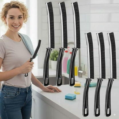 Crevice Cleaning Brushes for Deep Cleaning 6 Pack, Narrow Grout and Gap Scrub Brush Set for Shower, Tile, Sink, Kitchen, Toilet, Bathroom, Household Small Space Cleaning Tool Black