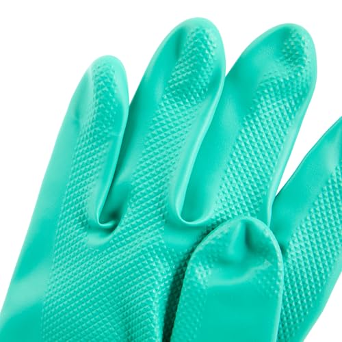 Restaurantware Nitrile Gloves 10 Count 15 mil Chemical Resistant Gloves Abrasion-Resistant Kitchen Cleaning Latex-Free Green - color: Green, size: 10/Small