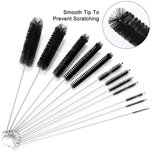 9.5 Inch Long Straw Cleaner Brush Set, 12 Pack Straw Pipe Cleaner Brush Set | Small Brushes For Cleaning Small Parts