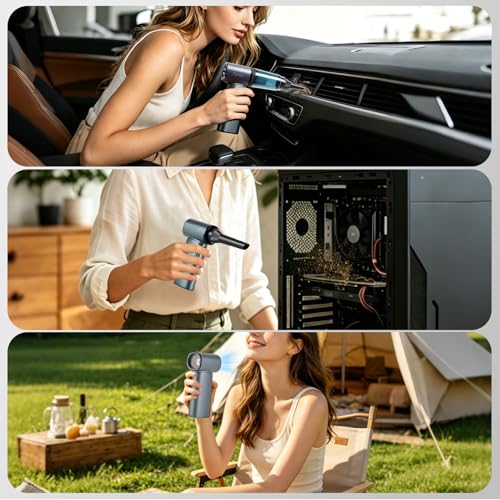 TurboFlow 3-in-1 Compact Ultra High-Speed Cordless Mini Blower, Vacuum & Handheld Fan, 110000RPM, Fast Charging, Dust Blower and Vacuum for Computer, Keyboard, Car, Home, Garden & Outdoor