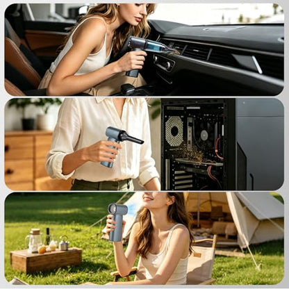 TurboFlow 3-in-1 Compact Ultra High-Speed Cordless Mini Blower, Vacuum & Handheld Fan, 110000RPM, Fast Charging, Dust Blower and Vacuum for Computer, Keyboard, Car, Home, Garden & Outdoor