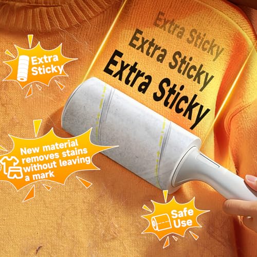 Extra Sticky Lint Roller, 1000 Sheets Value Pack with 3 Reinforced Handles, Tear-Resistant Sheets for Pet Hair, Clothes, Couch & Car - size: 1000Sheets+3 Handles
