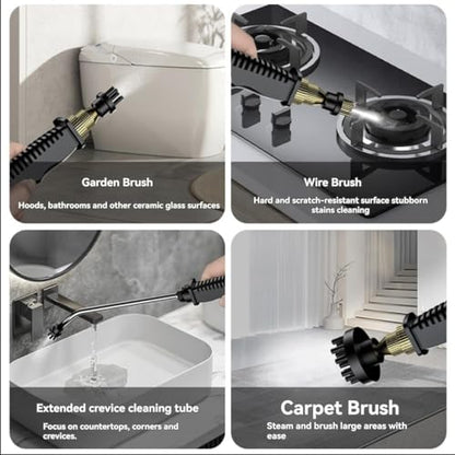 Foandbevi Handheld Steam Cleaner, 2500W High Pressure Multi-Surface Steam Cleaner for Home Use, Car Steamer For Cleaning Auto Detailing Kitchen Floors Tools - color: Black