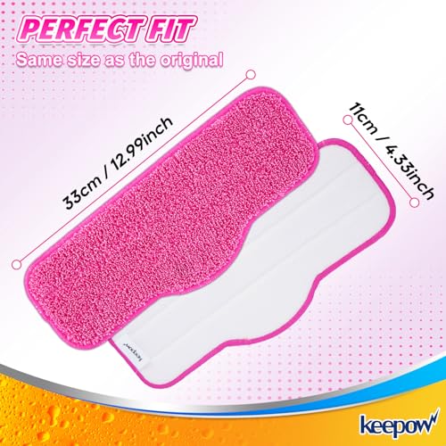KEEPOW Microfiber Steam Mop Pads Compatible with Schenley Steam Mop 7 in 1, Washable and Reusable Replacement Steam Mop Pads Attachments Fit for Steamer Mop Cleaner SLFCSM064 & SLFCSM063-6 Pack - color: Pink, 6 Pack