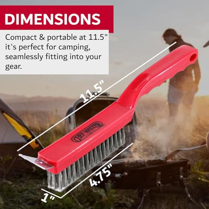 Chef Master Grill Brush with Scraper Head – Heavy-Duty Wire Bristle Cleaner - Grill Barbecue Cleaner for Outdoor - Ergonomic Handle, Outdoor BBQ Tool & Accessories - 90044
