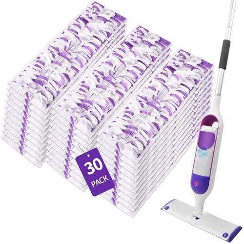 30 Pack Disposable Power Mop Pads for Swiffer Power Mop Pads, Compatible with Swiffer Power Mop Refills, Unscented Spray Replacement Floor Cleaning Refills for urface/Hardwood Floor Cleaning - color: Violet 30 Pack
