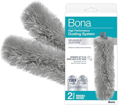 Bona Reusable Duster Refills - 2 Pack - High Performance Dusting System - Microfiber Dusters Remove Dust and Pet Hair for Whole-Home Cleaning - style: Washable Duster Refills - 2 Pack