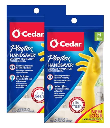 Playtex HandSaver Reuseable Rubber Cleaning Gloves (Medium, 2 Pairs), Everyday Protection Reusable Household Gloves