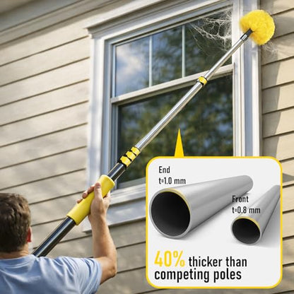 25 Foot High Ceiling Duster Kits with 4.5-18ft Heavy Duty Extension Pole, High Reach Duster for Cleaning,Microfiber Feather Duster,Cobweb Duster,Ceiling Fan Duster,Window Squeegee & Cleaner - size: 18 feet