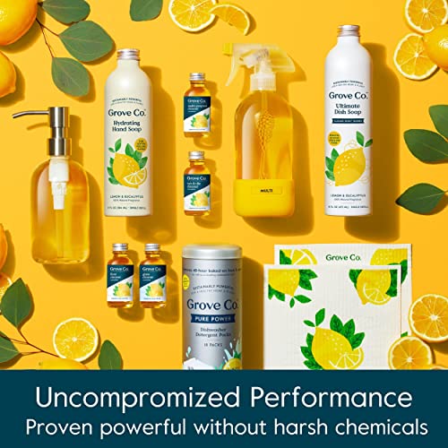 Grove Co. Multi-Purpose Cleaner, Refill Concentrate (6 x 1 Fl Oz) Plant-based Household Cleaning Supplies, Ammonia & Chlorine Free, No Plastic Waste, Lemon & Eucalyptus Scent, Total 3 x 2 Pack Refills - size: 1 Fl Oz (Pack of 6)