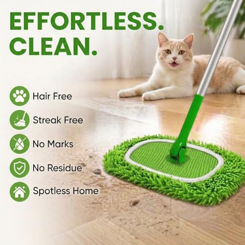 Reusable Microfiber Mop Pads, Compatible with Sweeper Sweeping Mopping pad Refills Cloths for Surface/Hardwood Floor Cleaning (4 Pack Green) - color: 4 Pack Green