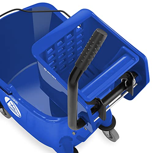 Dryser Commercial Side Press Wringer Combo Mop Bucket, 33 Quart, Blue - color: Blue