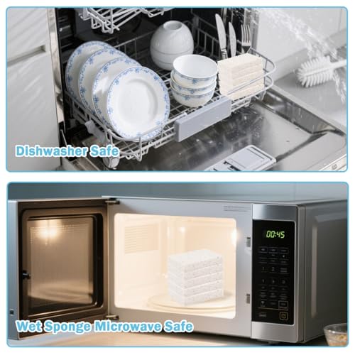 YoleShy 48 Pack White Sponges Kitchen Natural Compressed Cellulose Sponges for Dishes Bulk Non Scratch for Household Cookware Bathroom Cars Soft Super Absorbent Reusable