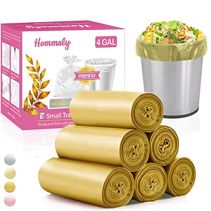 4 Gallon 180pcs Small Gold Trash Bags Strong Golden Garbage Bags, Bathroom Trash Can Bin Liners, Gold Plastic Bags for Home Office, Waste Basket Liner, Fit 12-15 Liter, 3.5,4,4.5 Gal（Golden 180） - color: Gold, size: 180 Count (Pack of 1)