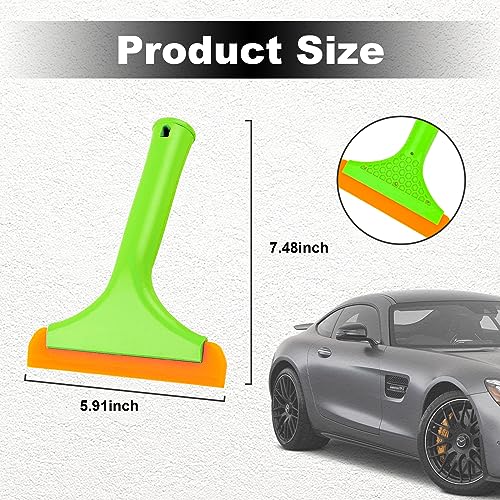 Ziciner Small Silicone Window Squeegee, Car Windshield Water Blade Squeegee, Multifunctional Auto Squeegee with 5.9 Inch Blade and Non-Slip Handle for Car Window, Mirror, Home Cleaning (Light Green) - color: Light Green-1pcs