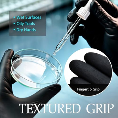 PROMEDIX P Black Disposable Nitrile Gloves, 6Mil 100 Pcs Food Safe Cooking Gloves Latex Free Rubber Gloves for Cleaning Exam - size: Large