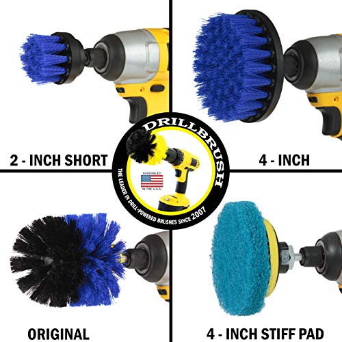 3 Uniquely Shaped Blue Medium Stiffness Brushes and 3 Blue Pads - Boat Cleaning Kit - Marine Vessels - Kayak Scrubber - Pool Cleaner Set - Hull Cleaning - All Purpose Scrubbing Brushes - color: Blue