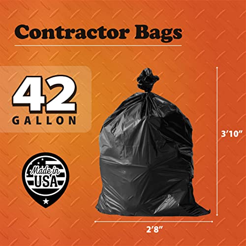 Contractor Garbage Bags 42 Gallon - Pack Of 20 Black 3 mil Strength Heavy Duty Trash Bags Garbage Bags, 32”X46” Heavy Duty Plastic Construction Contractor Bags - Trash Can Liners