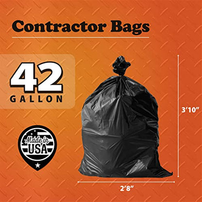 Contractor Garbage Bags 42 Gallon - Pack Of 20 Black 3 mil Strength Heavy Duty Trash Bags Garbage Bags, 32”X46” Heavy Duty Plastic Construction Contractor Bags - Trash Can Liners