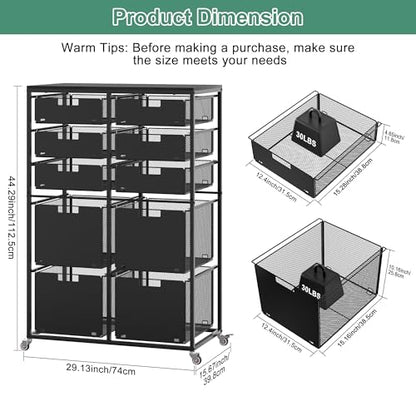 EasyPAG Rolling Storage Cart With 10 Drawers, Metal Craft Organizers And Storage Cart With Wood Tabletop, 30 Lbs Capacity Per Drawer For Home Office Classroom And Dorm, Black - size: 10 Drawers