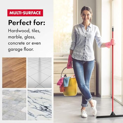 Heavy-Duty Floor Squeegee - Large 24" Wide Blade & 55" 1PC Long Handle Professional Grade Concrete, Garage & Commercial Rubber Squeegee Broom Floor Cleaner - Wood, Tile, Shower, Glass, Deck, Window - size: 24 Inch Blade - 1 Piece Handle