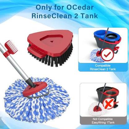 2 Pack Spin Mop Heads Replacement Compatible with O Cedar RinseClean 2 Tank, Upgraded Scrub Brush,4 Section Mop Handle and 1 Base Combo Set, Microfiber Replace Head Refill - color: Blue (2 Tank System)