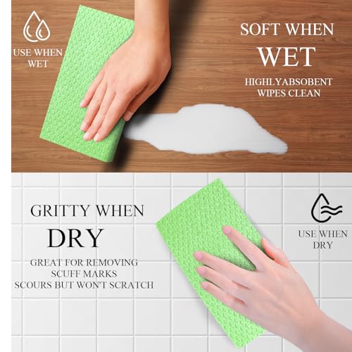 6 Packs Swedish Kitchen Dish Cloths - Reusable Paper Towels for Counters & Dishes - Eco-Friendly Cellulose Sponge Cloth (Grass Green) - color: O-grass Green