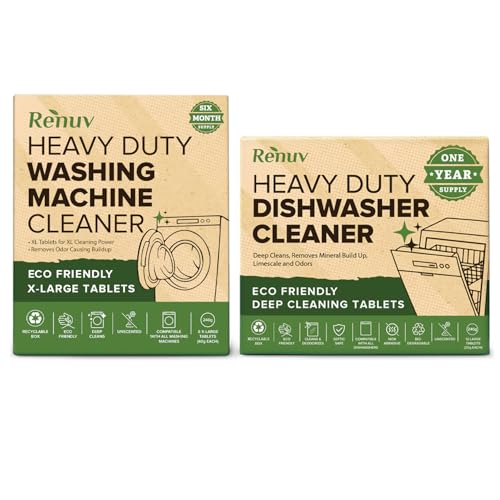 Renuv® Washing Machine Cleaner + Dishwasher Cleaner Bundle | Heavy Duty Appliance, Deep Cleaning, Descaling, Deodorizing - style: Washing Machine + Dishwasher Cleaner