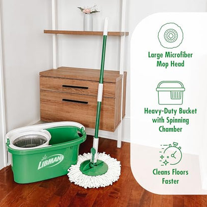 Libman Tornado Spin Mop System | Mop and Bucket with Wringer Set | Mops for Floor Cleaning | 1 Mop Head Included - style: Spin Mop