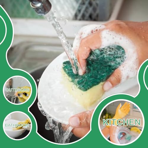 24 Pack Kitchen Cleaning Sponges,Scrub Sponges,Non-Scratch Scrub Dish Sponge Safe on Non-Stick Cookware,Stink-Free Cleaning Supplies for Pots, Pans
