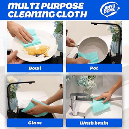 Reusable Kitchen Cleaning Cloths Dish Towels Dish Cloth Handi Wipe Reusable Cloths for Kitchen, Bathroom, Household Cleaning 100Pack Blue (Green 100 Pack) - color: Green 100 Pack
