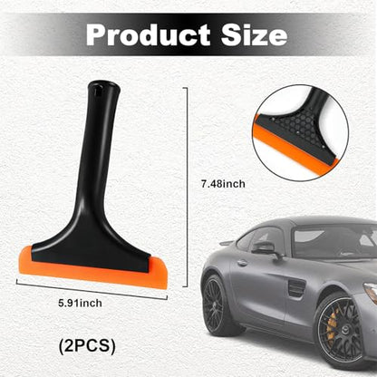 Ziciner Small Silicone Window Squeegee, Car Windshield Water Blade Squeegee, Multifunctional Auto Squeegee with 5.9 Inch Blade and Non-Slip Handle for Car Window, Home Cleaning (Black-2PCS) - color: Black-2pcs