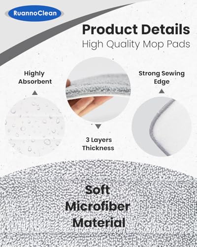 Steam Mop Pads Compatible with Seyola/FEPPO and Others Steam Cleaner for Home, Washable and Reusable Replacement Mop Pads for Floor Cleaning -6 Pack