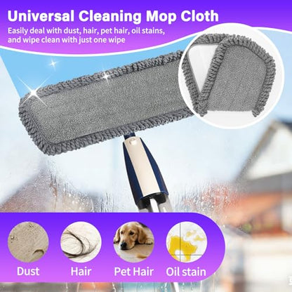 16.5" Microfiber Mop Pads Refills, 3 Pack Reusable Replacement Heads | reusable wet mop refills, machine washable for 14-16 inch spray mops, hardwood floors, dust cleaning & scrubbing - color: 16"grey*3
