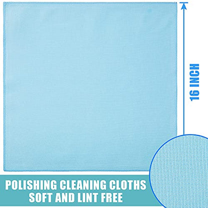 Tatuo 18 Pcs Microfiber Glass Cleaning Cloths (16 x 16) Polishing Cloth - Streak Free - Lint Free - Quickly Clean Windows, Glasses, Windshields, Mirrors, Stainless Steel, Monitor(Blue Gray) - color: Blue Gray