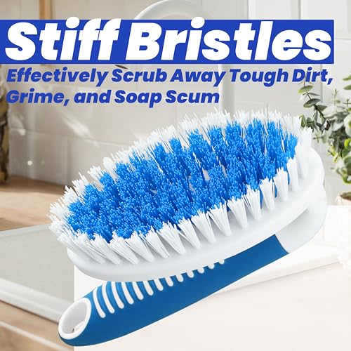 Scrub Brush, 2 Pack Household Cleaning Brushes with Stiff Bristles, Scrubbing Brush for Carpet, Shower, Bathtub, Kitchen, Pool Tile, Bathroom Scrubber, Small - size: Small