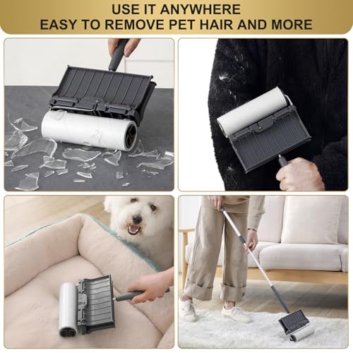 Fedicelly Lint Rollers Pet Hair Extra Sticky Floor with Long Handle,Large Cat Dog Hair Remover Laundry Clothes Carpet Furniture,6.3 inches Wider with 320 Sheets Giant Lint Remover Brush for Couch - size: 1 Roller (Extendable Handle) + 320 Sheets