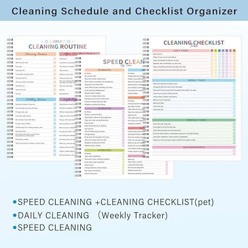 Cleaning Schedule for Adults - Checklist Organizer, Household Cleaning Checklist Notebook, 8.5" x 11", Daily Weekly Monthly Household Cleaning Notebook for Home, Family Cleaning Tasks, Home Improvement