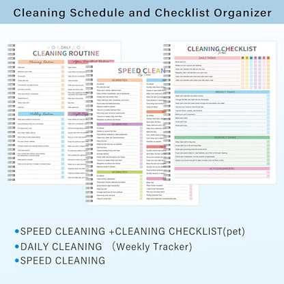 Cleaning Schedule for Adults - Checklist Organizer, Household Cleaning Checklist Notebook, 8.5" x 11", Daily Weekly Monthly Household Cleaning Notebook for Home, Family Cleaning Tasks, Home Improvement