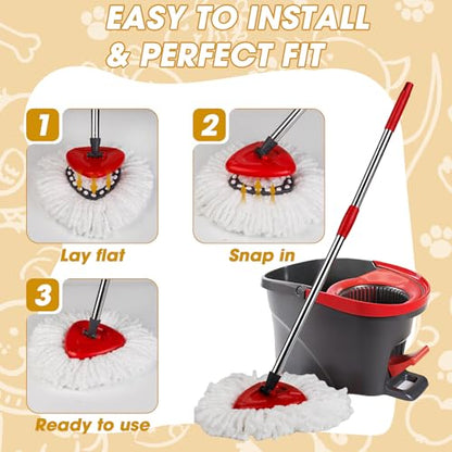 20 Pack Spin Mop Replacement Heads,100% Microfiber Mop Heads Replacements Compatible with OCeda Easywring 1-Tank System,Spinning Mop Replace Head for Easy House Cleaning Floor Mopping - size: 20pcs