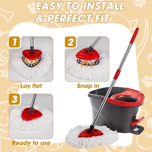 3 Pack Mop Heads Replacements,100% Microfiber Spin Mop Replacement Heads Compatible with OCeda EasyWring 1-Tank System,360 Degree Spin Mop Refill for Easy House Cleaning Floor Mopping - size: 3-Pack