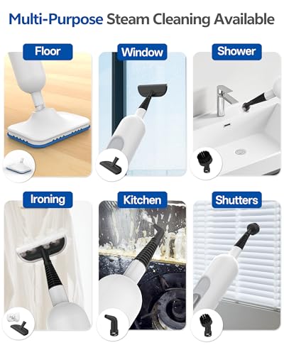 F2 Steam Mop,12-in-1 Handheld Steam Cleaner,Powerful Detachable Steam Mop for Floor Cleaning,360ML Tank,15FT Power Cable,Scrubbing Steam Cleaner for Home,Hardwood,Tile,Grout,Furniture-White