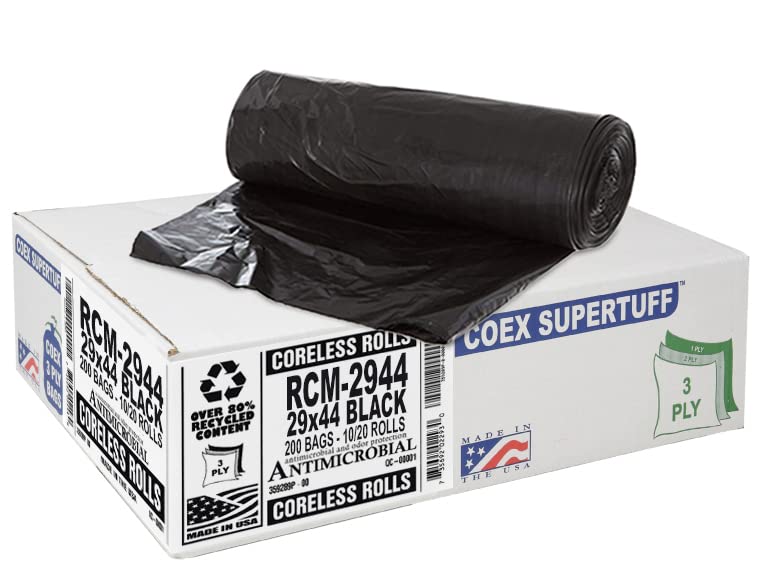 Aluf Plastics 26 Gallon For Slim Jim 1.25 MIL (eq) Black Heavy Duty Trash Bags - 29 inch X 44 inch - 1 Count (Pack of 200) - For Construction, Industrial, Outdoor, & Commercial - style: 26 Gal, 1.25 Mil Equiv, 200 Count